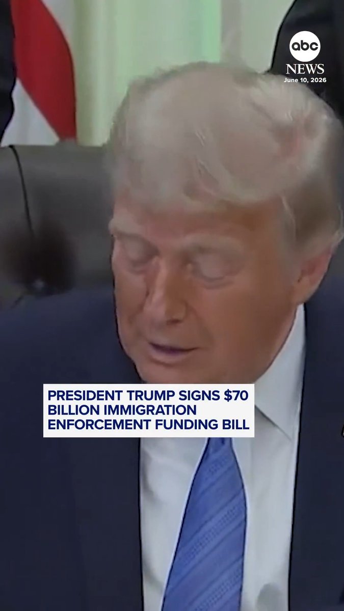 NEW: President Trump has signed legislation providing $70 billion for ICE and Customs and Border Protection for the rest of his term.