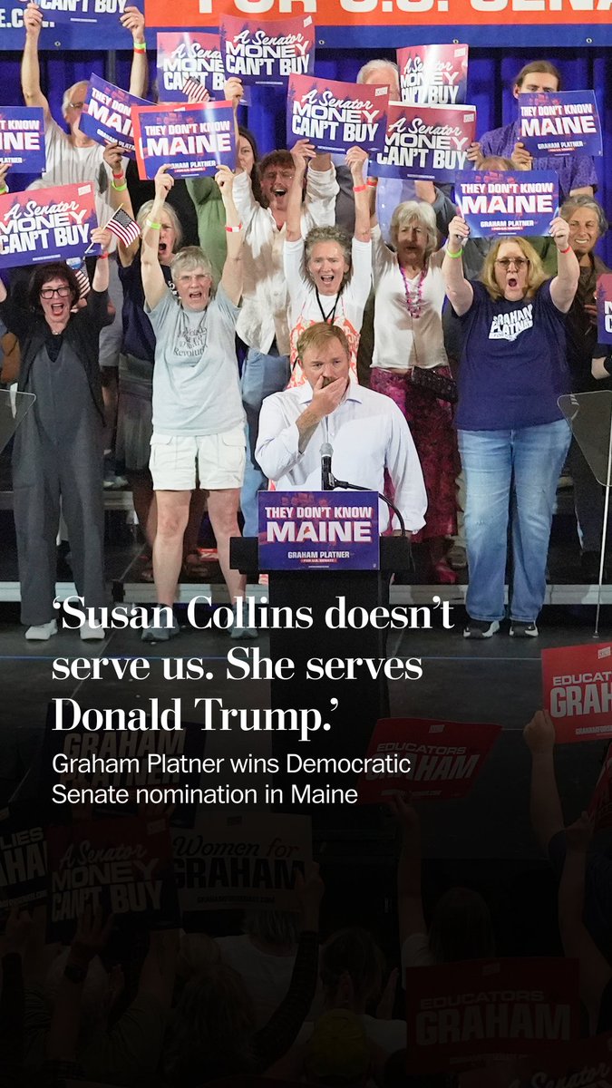 Graham Platner — who has been under scrutiny over online posts, a Nazi-linked tattoo and allegations he sent explicit texts — won Maine’s Democratic Senate primary. Democrats see him as their best shot to oust Sen. Susan Collins despite the revelations.