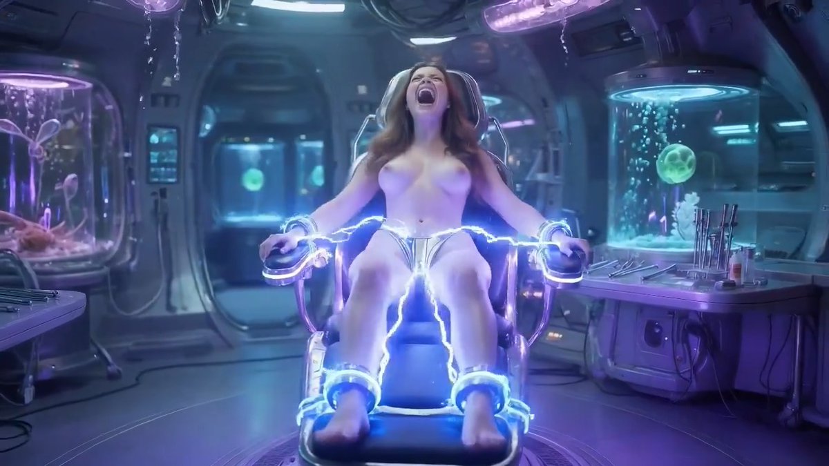 You remember Stacy Jackson from the last torture session? She’s back in the alien shock chair. From calm to screaming and begging within seconds. "More! I need it, please!" #EroticHorror #ElectricTorture #ShockChair #ReturningSlave #SciFiBondage