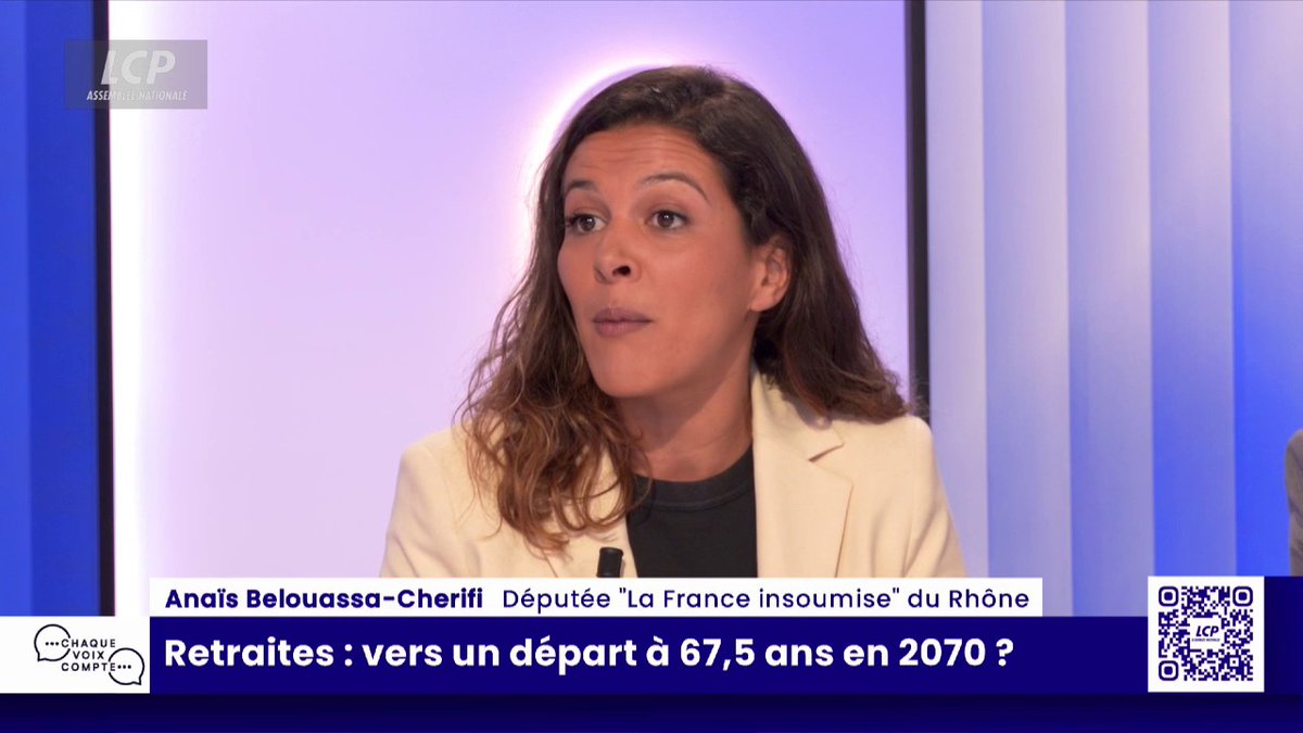 Une retraite à 67,5 ans en 2070? ""Augmentation du SMIC, plus le salaire est élevé plus la part de cotisation également", "égalité salariale", les pistes de Anaïs Belouassa Cherifi pour financer la proposition de LFI d'une "retraite à 60 ans et 42 annuités"