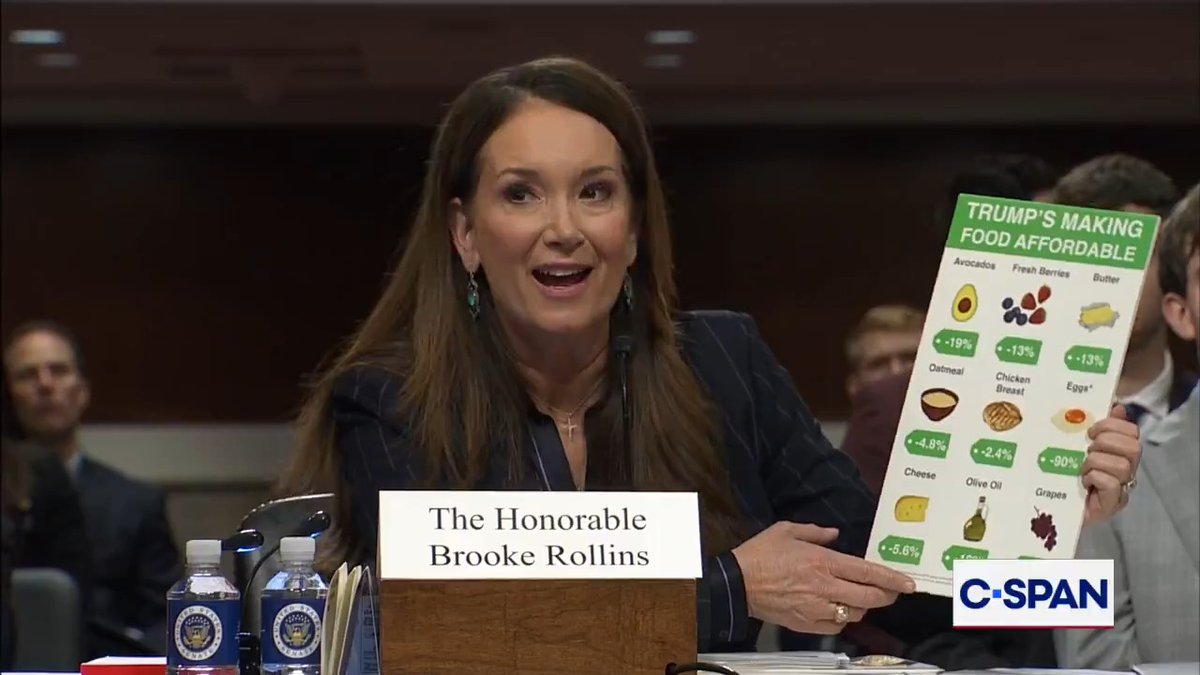 .Senator Reverend Raphael Warnock: "Right now somebody is trying to buy groceries in Georgia and they can't afford it." Secretary Brooke Rollins: "Well, but that's because of the Biden administration." Warnock: "Two years later that's your answer? Because of the Biden administration?" Rollins: "Yes."