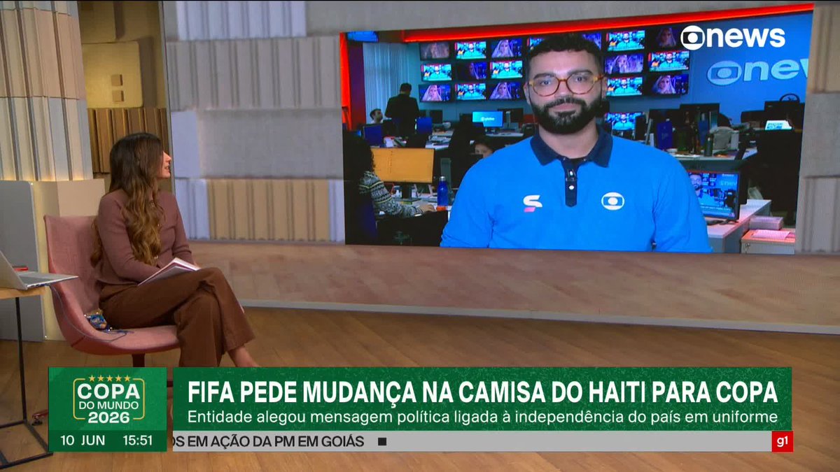FIFA pede mudança na camisa do Haiti para a Copa. Entidade alegou mensagem política ligada à independência do país. Entenda. ➡ Assista à #GloboNews ao vivo: #Estúdioi