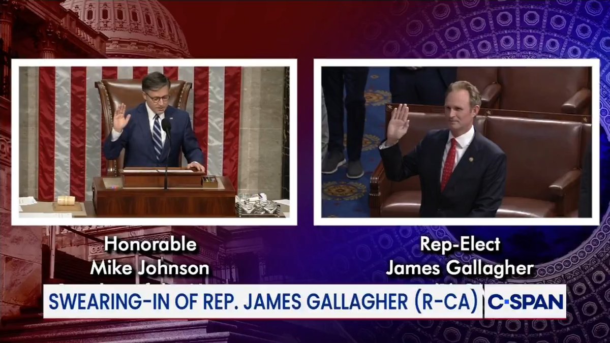 .Speaker Mike Johnson swears in Rep. James Gallagher to the House of Representatives.