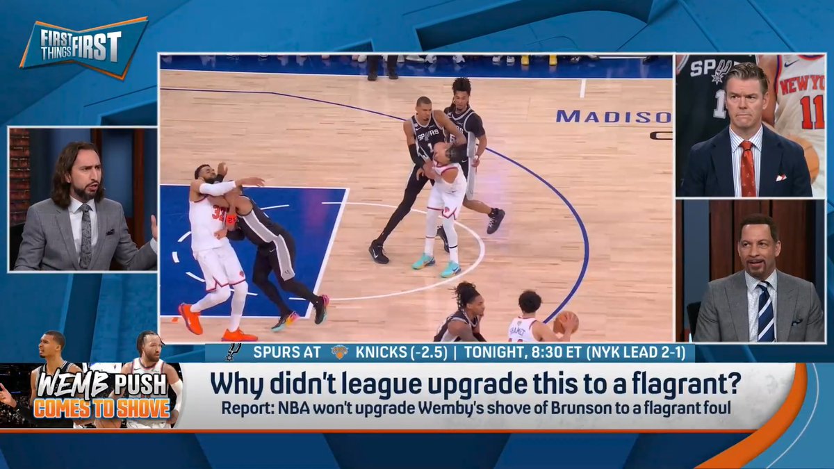 “There’s no legitimate reason not to have made it a flagrant. There’s no actual penalty for making it a flagrant… I don’t know why they treat him this way.” nick wright reacts to the league not upgrading Wemby's shove of Brunson to a flagrant: