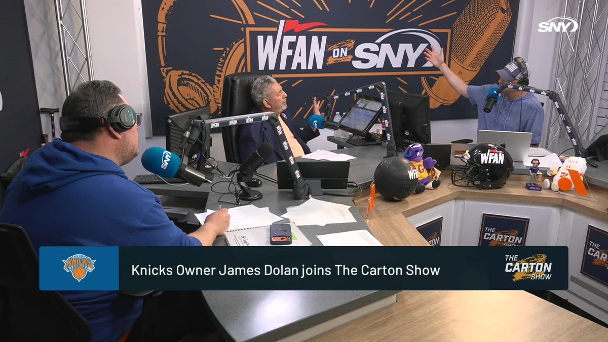 "This is about celebrating the Knicks at MSG, the mecca of basketball. This is what the mayor's office and the commissioner's office is trying to kill. They don't want the celebration." - James Dolan with Craig Carton and Chris McMonigle on The Carton Show