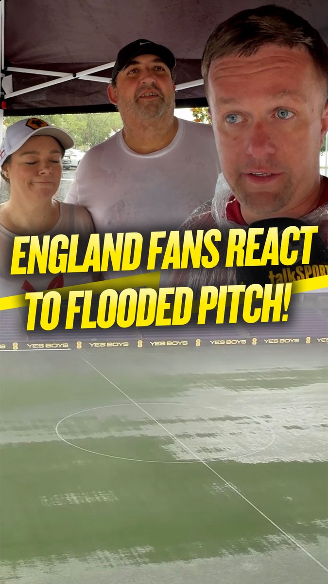 "TAKE THE PEOPLE OUT OF ENGLAND BUT CAN'T TAKE THE WEATHER OUT!" England fans react to the flooded pitch England are expected to play on in their final friendly Vs Costa Rica!