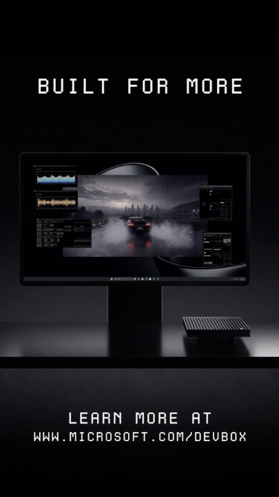Big ideas. Small footprint. Full power. Surface RTX Spark Dev Box. Built for more.