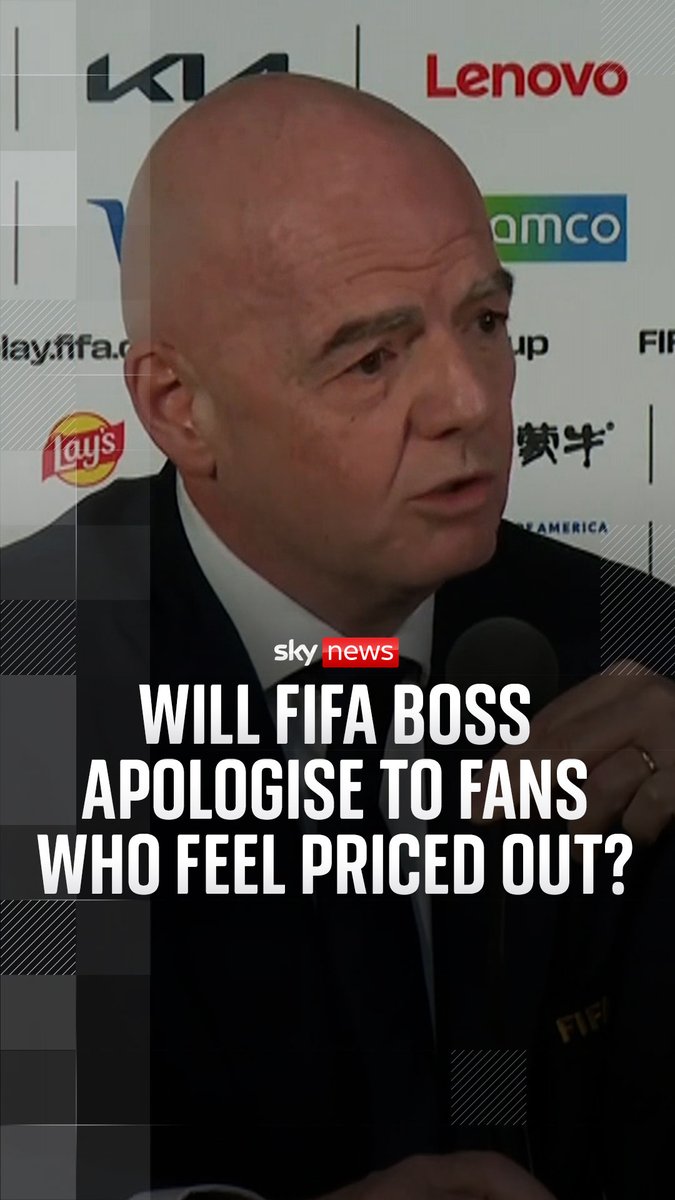 FIFA President Gianni Infantino has refused to apologise to fans who feel 'ripped off' over ticket prices, claiming 'every dollar that comes in, goes back into the development of football'. Sky's sports correspondent Rob Harris reports ⬇️ Read more: