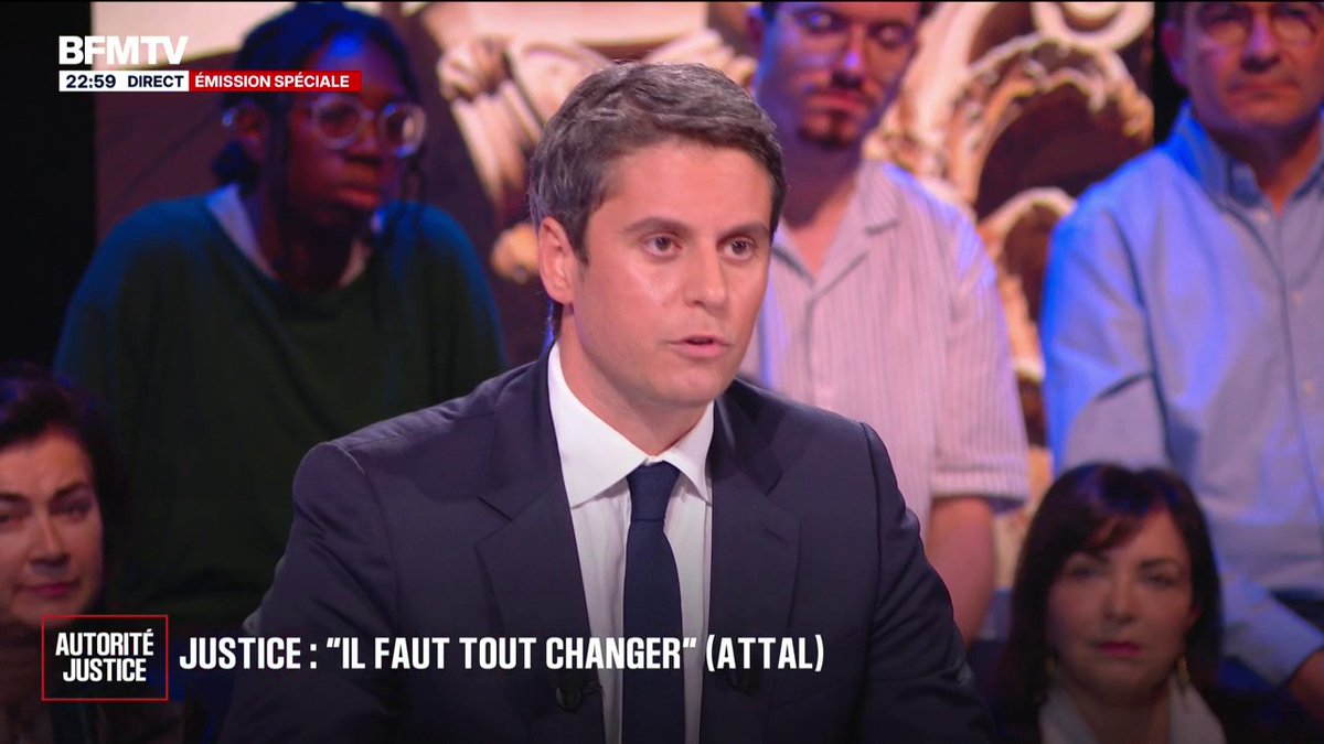 "Il faut tout changer dans notre système judiciaire", selon Gabriel Attal, candidat à l'élection présidentielle