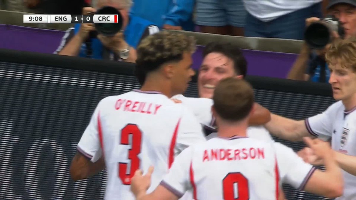 That's Declan Rice's seventh goal for the #ThreeLions ⚽️ The assist from AG, though... ⚡️
