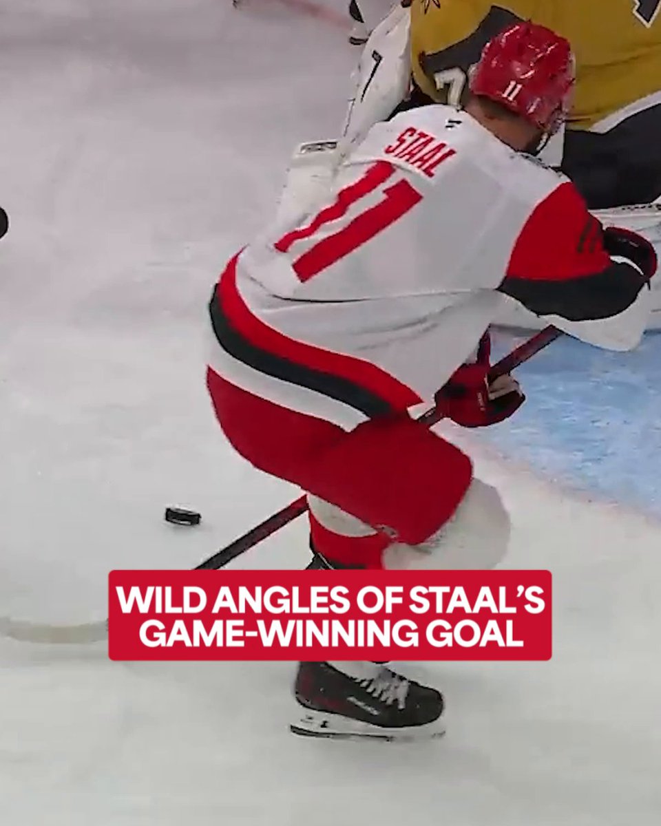 Can't stop watching Jordan Staal's game winner from last night 🤩 #StanleyCup Game 5 between the Vegas Golden Knights and Carolina Hurricanes is TOMORROW at 8p ET on ABC, Sportsnet, &amp; TVA Sports!