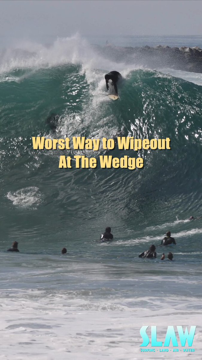 One of Worst Ways to Wipeout at The Wedge in Newport Beach. Going over with the lip and having everything come down on you. IYKYK.