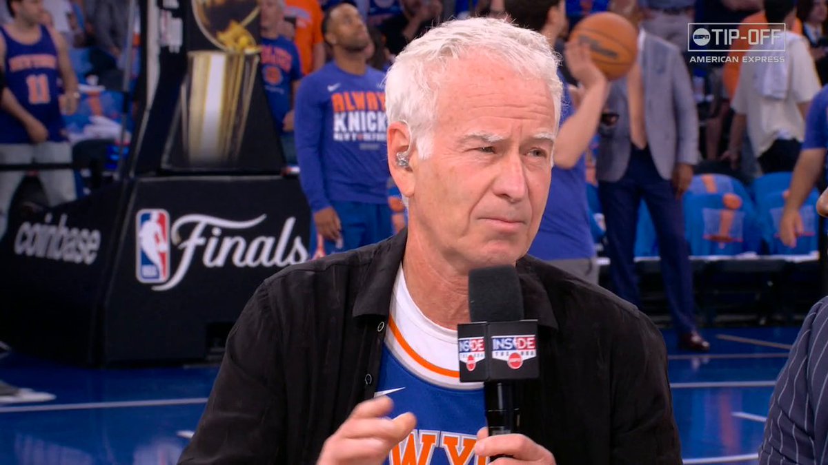 "To put it mildly, I'm ready for a win, please. I'm anxious, I'm excited, but one win." John McEnroe is ready for the Knicks to win a title 🏀