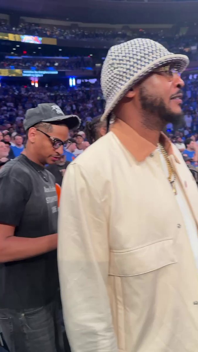 Melo and Kiyan Anthony pulled up to watch the Knicks in the NBA Finals 🔥