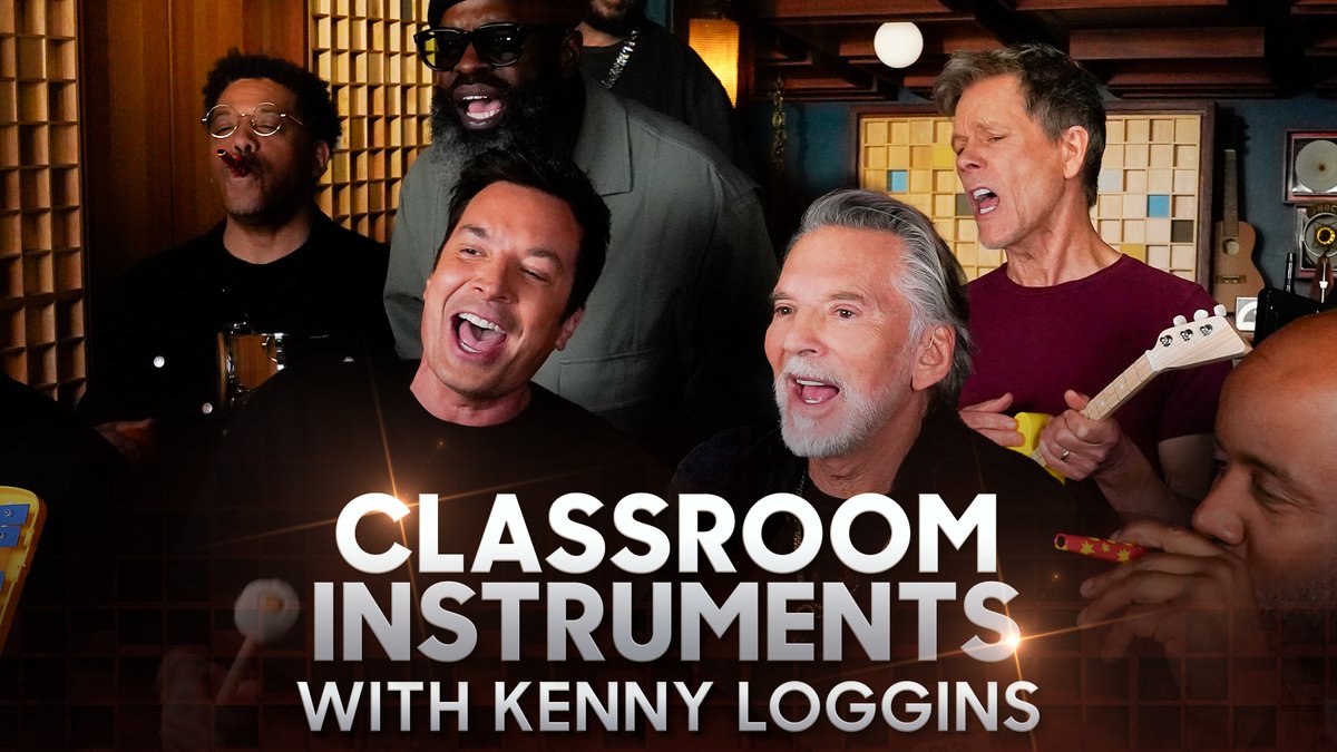 The Danger Zone anniversary turns into a Footloose reunion in Classroom Instruments w/ Kenny Loggins ft. Kevin Bacon &amp; John Lithgow 🥁 #FallonTonight