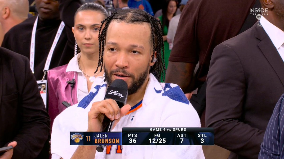 “One word that captures that all is just believe.” Jalen Brunson joins Inside the NBA to react to the Knicks’ historic comeback win in Game 4 🙌