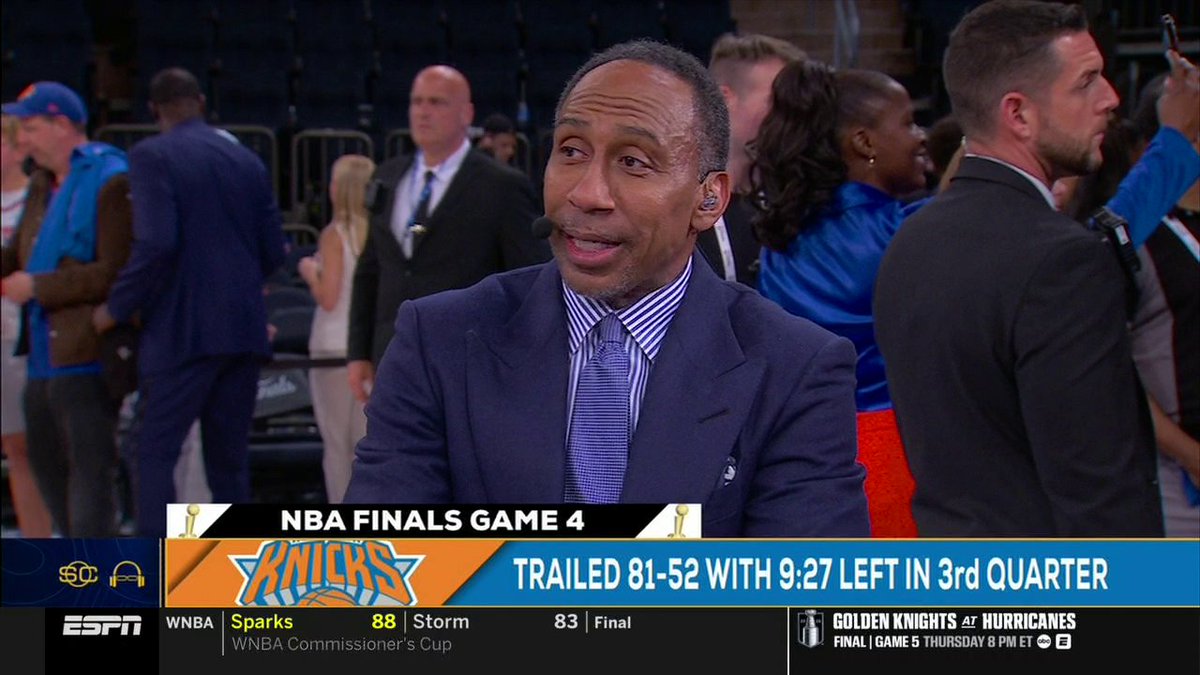 “I thought it was over. … The New York Knicks are 48 minutes away from an NBA championship for the first time in 53 years.” Stephen A Smith reacts to the Knicks being one win away from a title 🏆