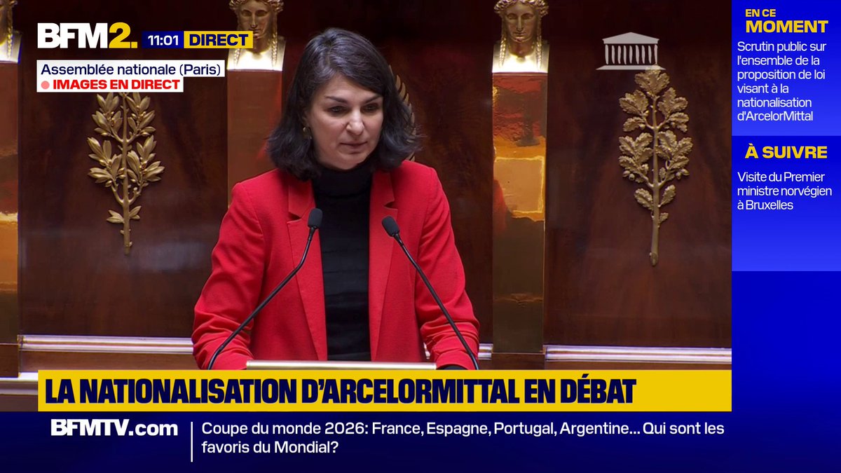 ArcelorMittal: "Ça suffit le chantage de la famille Mittal (...). Il est en temps de reprendre la main sur nos usines et nos vies. La seule solution sérieuse et pragmatique, c'est la nationalisation", assure Aurélie Trouvé (LFI) à l'Assemblée #BFM2