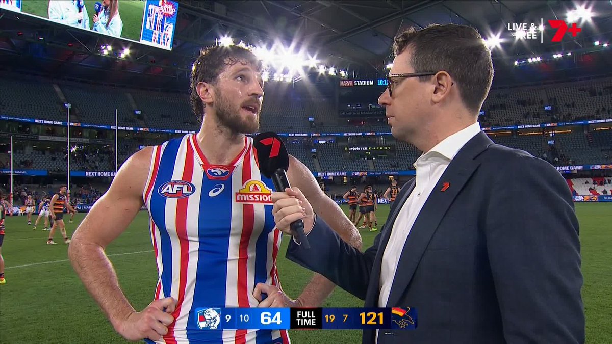 Mitch: "Where did it break down for you guys?" Bont: "Right at the start. First quarter, you can't give up eight goals against what was a really good team." #AFLDogsCrows