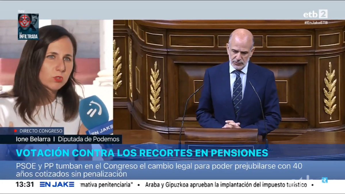 PP y PSOE han votado juntos para rechazar nuestra enmienda que permitiría a quienes han cotizado más de 40 años cobrar la pensión completa. Para el rearme sí hay dinero, para más de 900.000 pensionistas, no. Es una vergüenza. 🎥 Ione Belarra