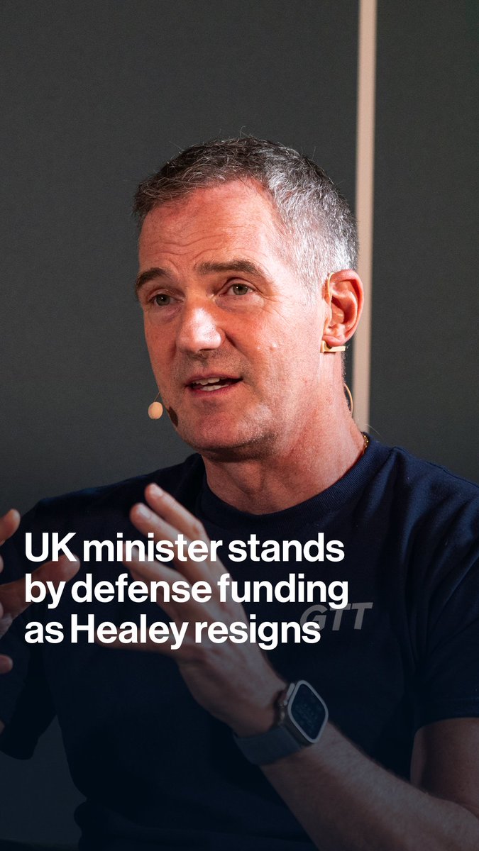Bloomberg's Lizzy Burden interrupts UK minister Peter Kyle to reveal that his colleague Defense Secretary John Healey has just quit the government