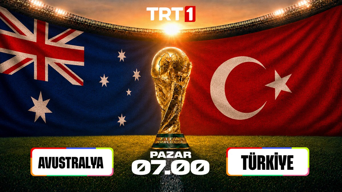 Bizim Çocuklar ilk maçına çıkıyor, tek hedef galibiyet!🇹🇷⚽ 2026 Dünya Kupası D Grubu’nda bulunan Millilerimiz, Avustralya karşısında.🏆 Avustralya-Türkiye maçı pazar günü saat 07.00’de TRT 1, tabii ve TRT Radyo 1’de.📺 Büyük heyecan #Vestel televizyonlarında