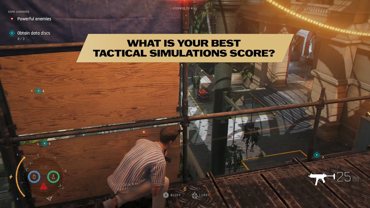 Tacsim is the place for Bond to hone his skills and perfect his spycraft. What is your best Tactical Simulations score? #007FirstLight #EarnTheNumber