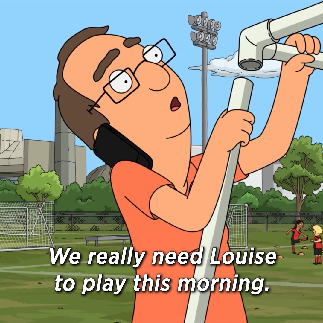 ready for soccer, louise? 🤣 watch the #FIFAWorldCup on #FOX today through july 19! #bobsburgers is streaming on Hulu.