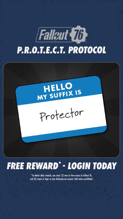Protect the wasteland! Grab your free Protector Player Title (Suffix) in the Atomic Shop now! #ProtectProtocol