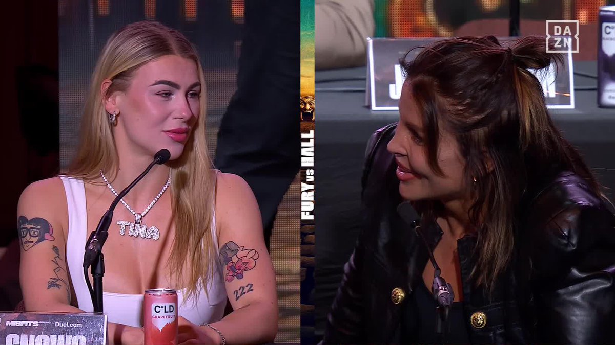 ❄️ Tina Snows & Sheena Bathoroy exchange ♨ 🎟️ Buy Tommy Fury vs Eddie Hall HERE --> #BeautyVsTheBeast | June 13 | Live Exclusively on DAZN ▪️