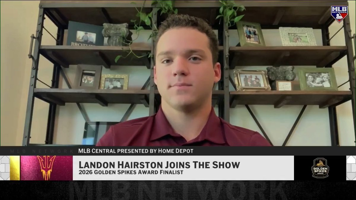 "I'm coming back for a third year at Sun Devil Baseball." 🚨 2026 Golden Spikes Award Award Finalist Landon Hairston drops some big news on #MLBCentral while discussing his nomination for the prestigious award!