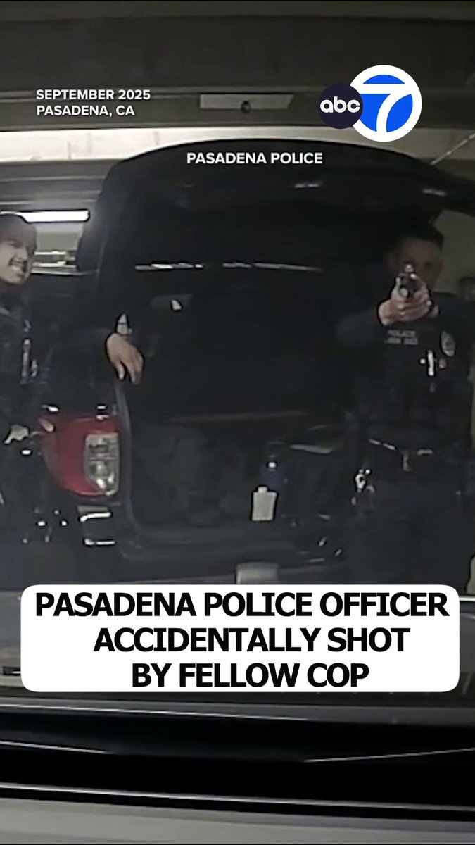Newly released dashcam video shows a Pasadena police officer getting shot by a fellow officer in what the police chief described as a "horseplay" incident. The shooting happened last September, but the department released the video Wednesday. The police chief said the officer who was shot has since recovered and that disciplinary action has been taken.