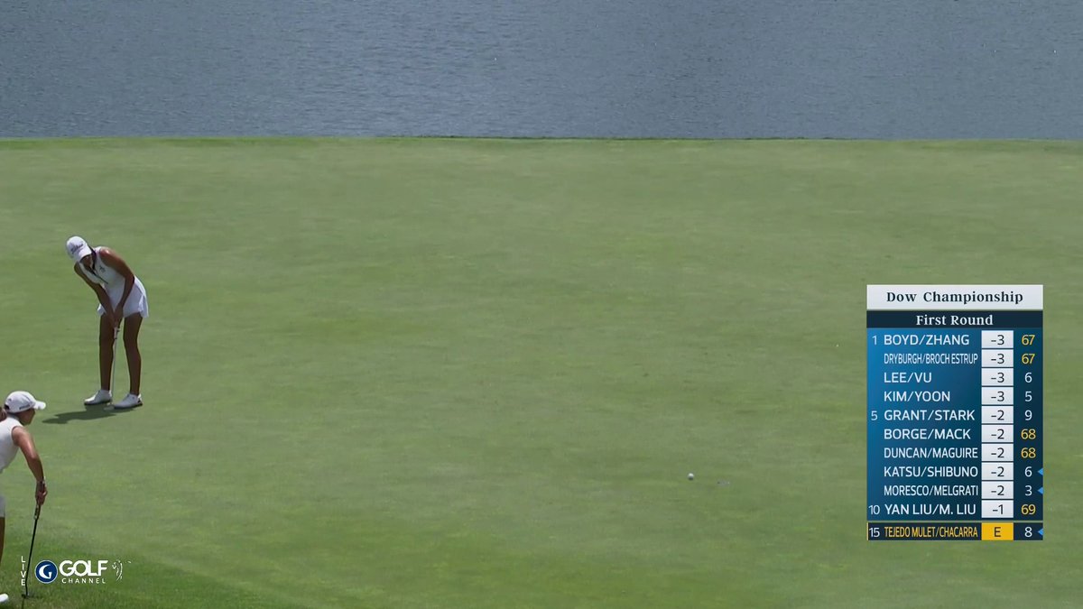 Carolina Chacarra sinks a tough birdie 💪 They move to T9 (-1) heading into the back nine