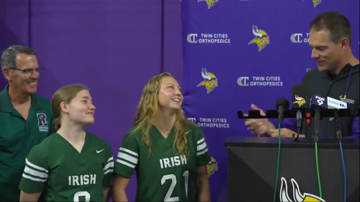 THE CHAMPS 🏆 A special appearance today at minicamp by the Minnesota State Girls High School Flag Champions, Rosemount High School.