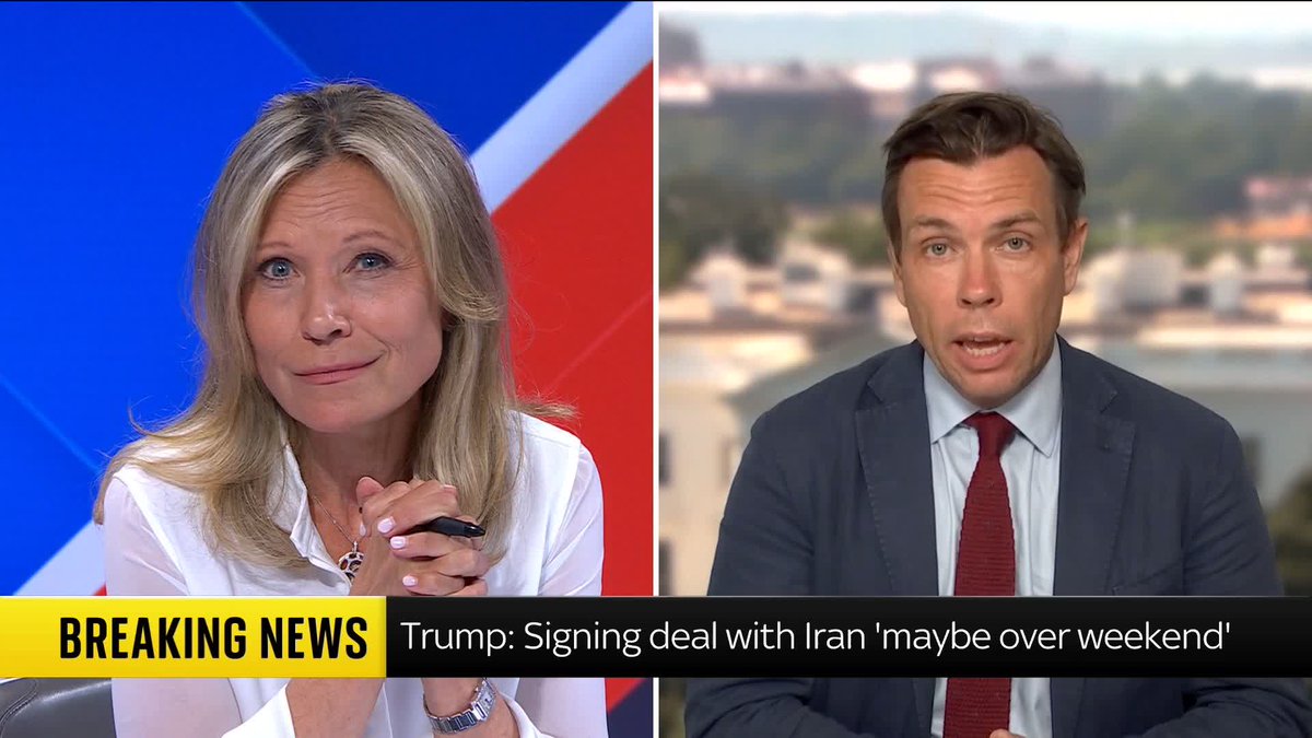 A "great settlement" has been agreed between the U.S. and Iran and a deal is set to be signed "maybe over the weekend", says U.S. President Donald Trump after cancelling planned strikes against Iran. Mark Stone has the latest ⬇️ 📺 Sky 501
