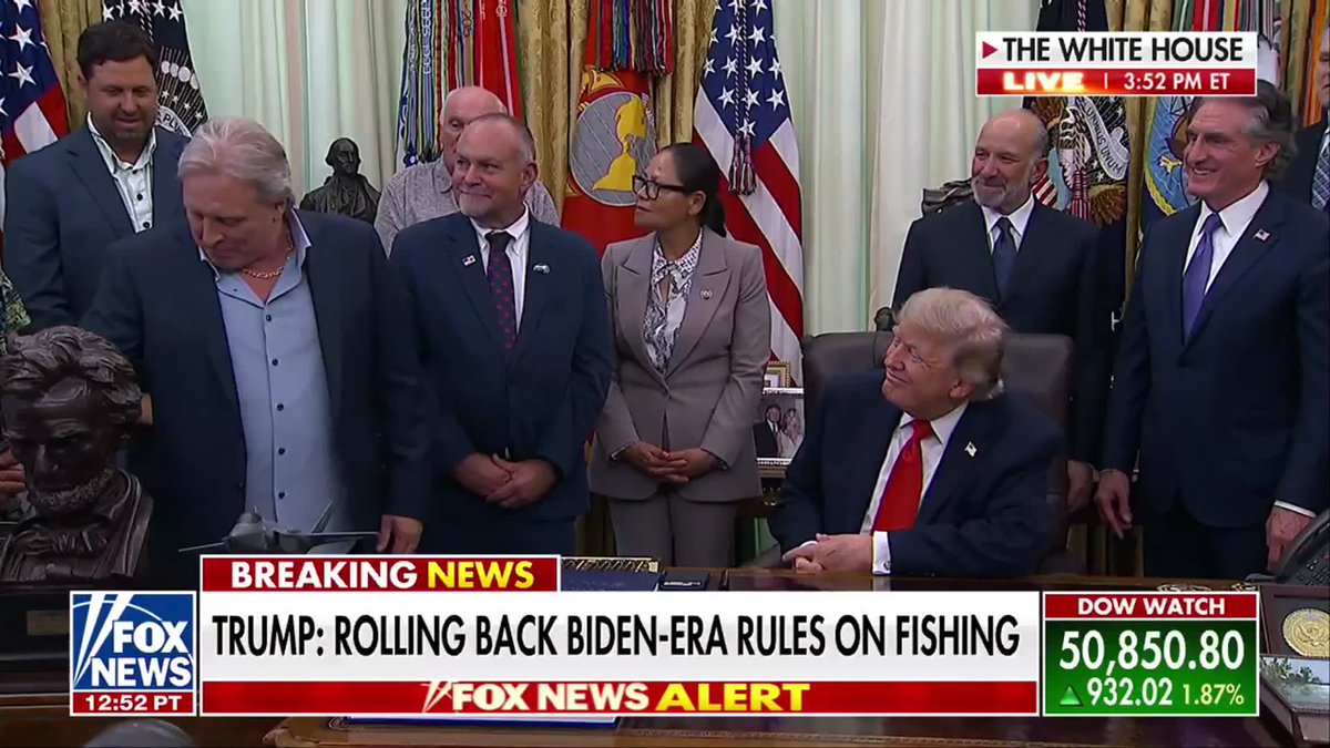 “You have done more for this nation in the seafood space than any president before you in my lifetime.” American fishermen came to the Oval Office to thank President Trump for cutting Biden-era regulations they say were crushing their industry — and even made him an honorary crew member: "You're one of us now." "We support you 100%."