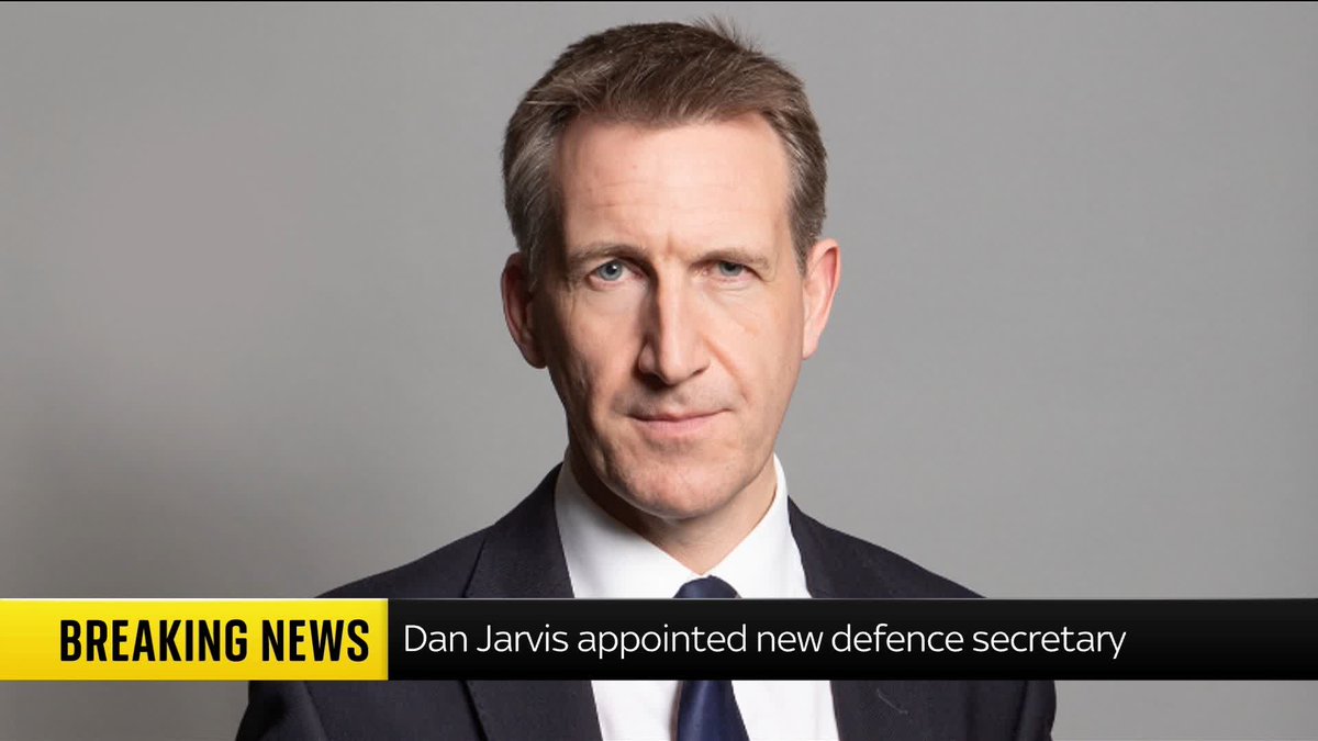 BREAKING: Security minister Dan Jarvis appointed new defence secretary after resignation of John Healey Latest 🔗 📺 Sky 501