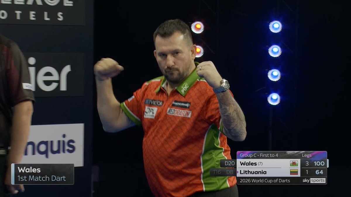 WONDERFUL WIN FOR WALES 🏴󠁧󠁢󠁷󠁬󠁳󠁿 Jonny Clayton takes out a tops-tops finish to cap off a 4-1 win over Lithuania alongside Nick Kenny, as the pair didn't miss a dart at double! 📺 #WCOD26