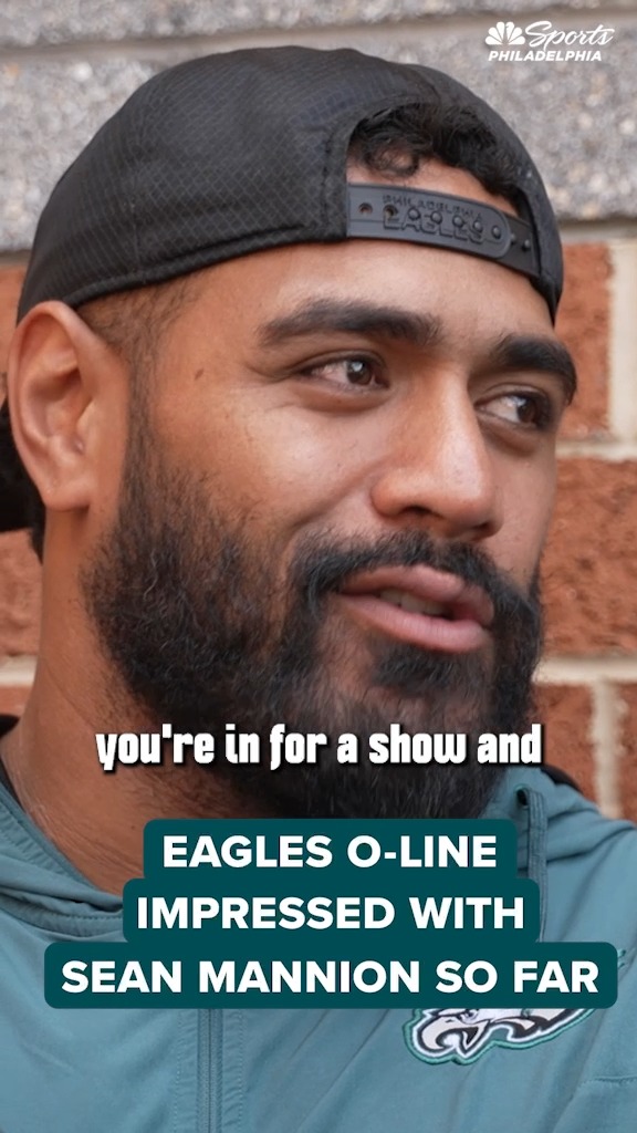 The Eagles O-line really likes the offense that Sean Mannion is installing this summer 👀