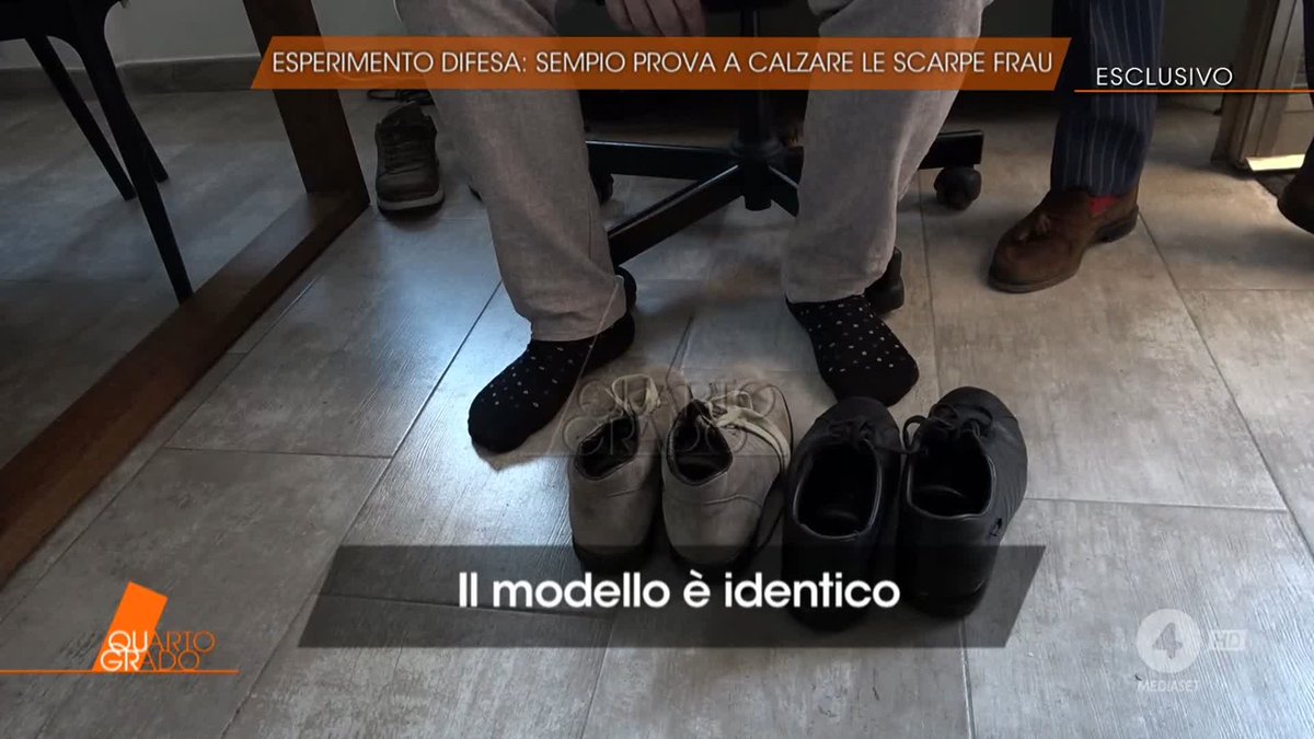 A #Quartogrado in esclusiva le immagini della prova delle scarpe fatta dal pool difensivo di Andrea Sempio che dimostrerebbe la non compatibilità dell'impronta a pallini