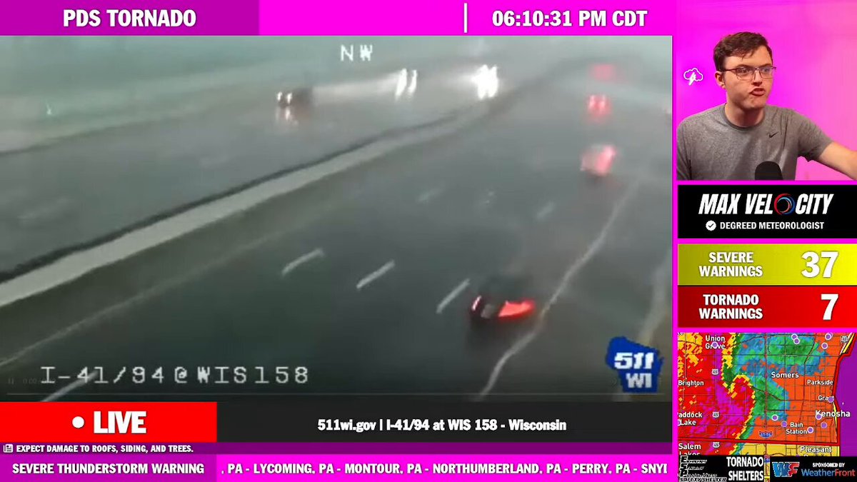TORNADO IN PROGRESS northwest of Kenosha, Wisconsin! Seek shelter IMMEDIATELY if you are in this warning! LIVE:
