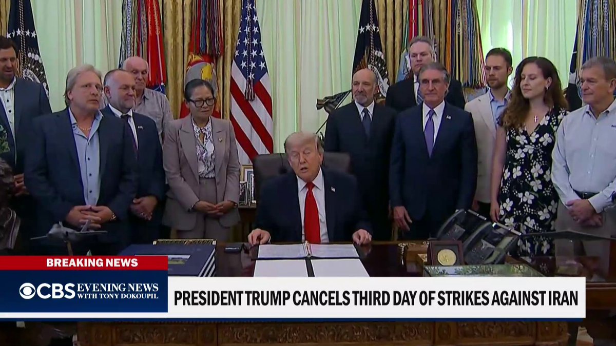 President Trump called off air strikes against Iran, saying there was an agreement with the regime and a signing could take place as soon as this weekend, likely in Europe. He said the U.S. naval blockade in the Strait of Hormuz will remain until the deal is officially agreed to.