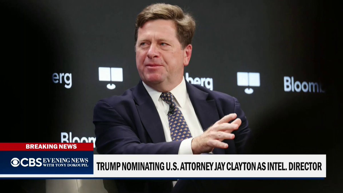 President Trump announced he's nominating Jay Clayton, the current U.S. Attorney for the Southern District of New York, to be the next director of national intelligence.