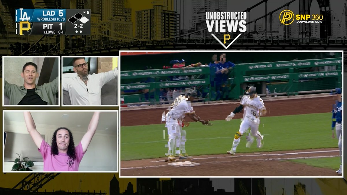 This reaction to Brandon Lowe's home run 🙌😂 Former Pirate Cole Tucker joined the crew on Unobstructed Views and witnessed a couple homers 👀