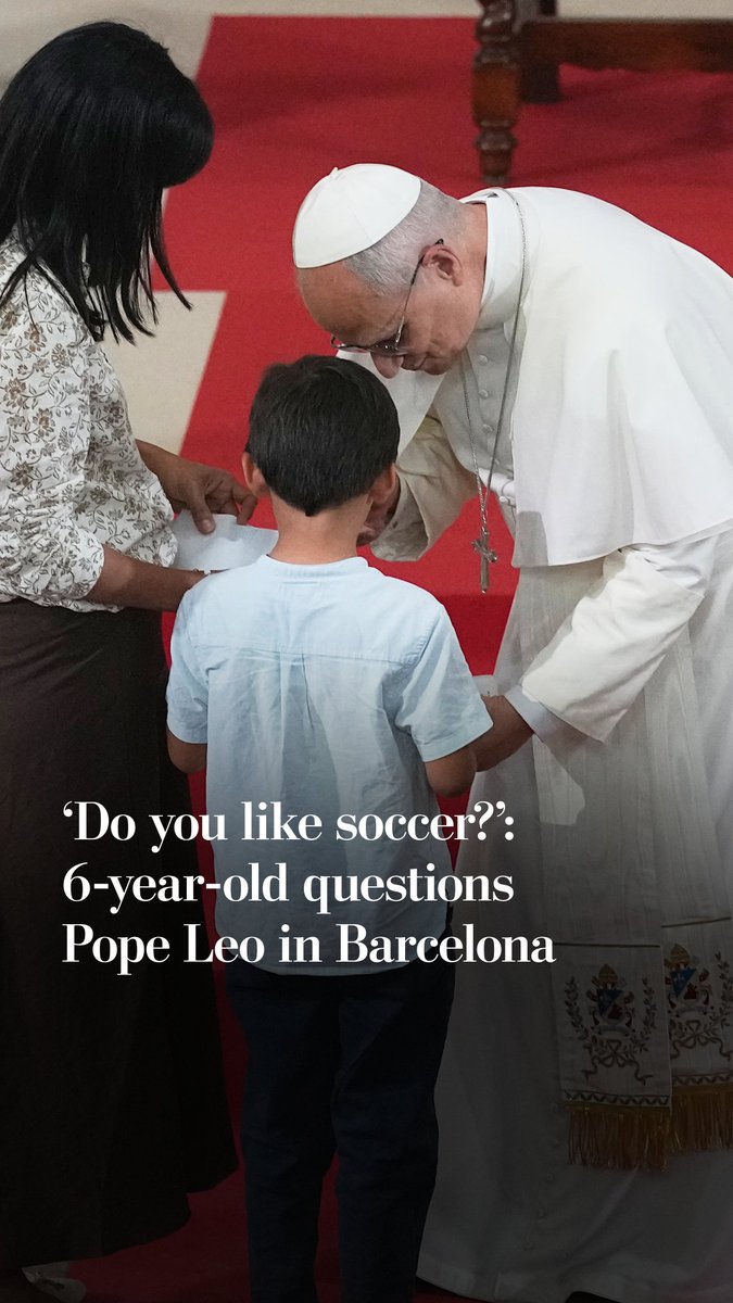 Six-year-old Renzo stole the show when he asked Pope Leo XIV a series of questions during the pontiff’s meeting with charity and welfare organizations in Barcelona.
