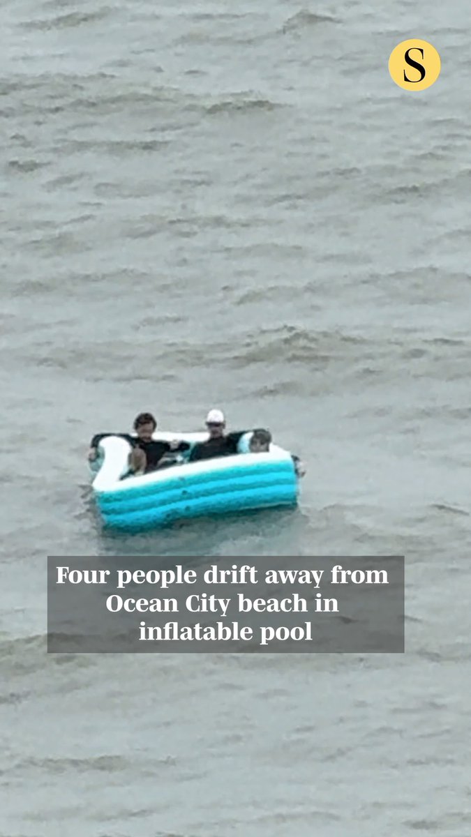 Four people floated for nearly an hour away from the beach in Ocean City on Wednesday. According to Ocean City resident Shaheen Mazloom, the group drifted from 93rd Street to at least 120th Street. 🎥: @Versabusinesssystems on Instagram