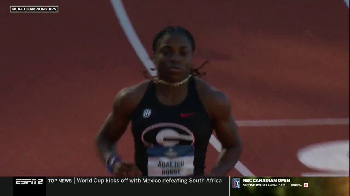 SHA'CARRI RICHARDSON'S COLLEGIATE RECORD HAS BEEN SHATTERED!!! 🤯 Georgia's Adaejah Hodge runs a 10.63 in the women's 100m, setting a new NCAA record and running the fifth-fastest time in world history.