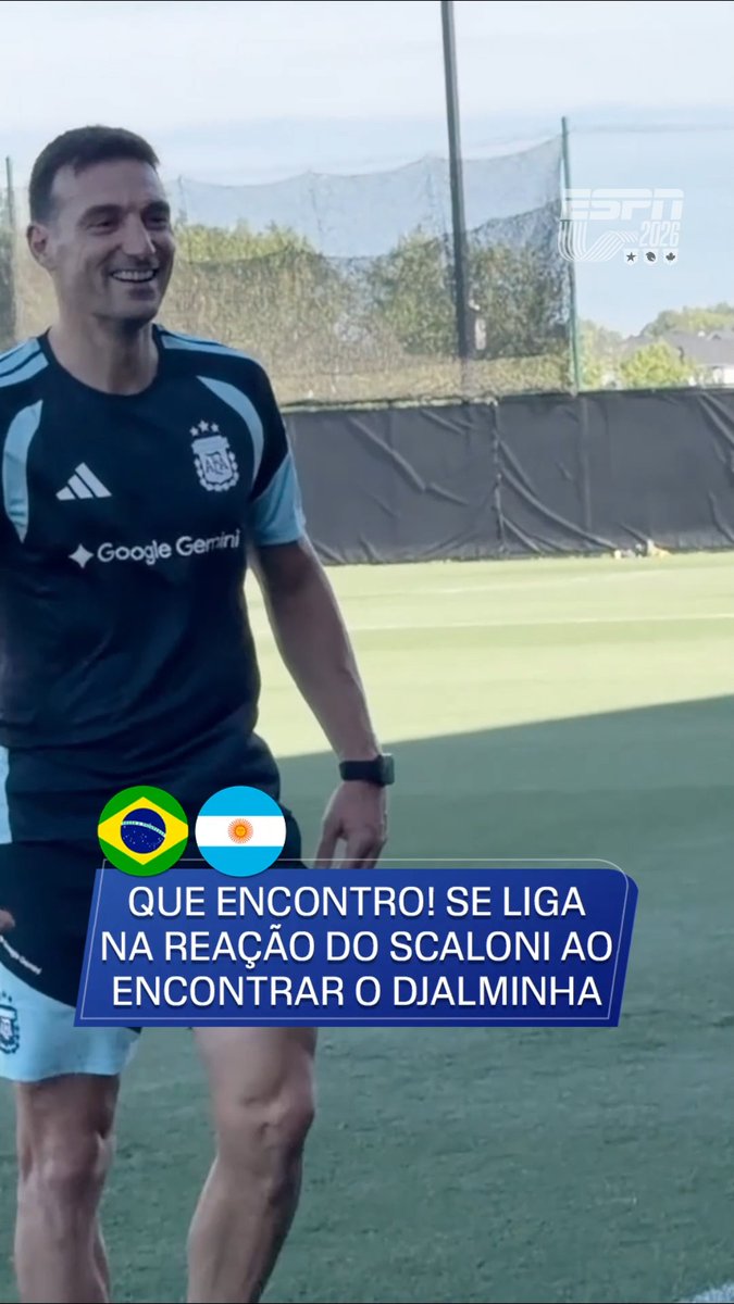 QUE MOMENTO! 🤩 Ex-companheiros da época de Deportivo La Coruña, Scaloni e Djalminha ficaram muito felizes com mais esse reecontro! Assista à Copa do Mundo FIFA pela CazéTV, no #DisneyPlus, sem custo adicional. #ESPN2026 #FIFAWorldCup