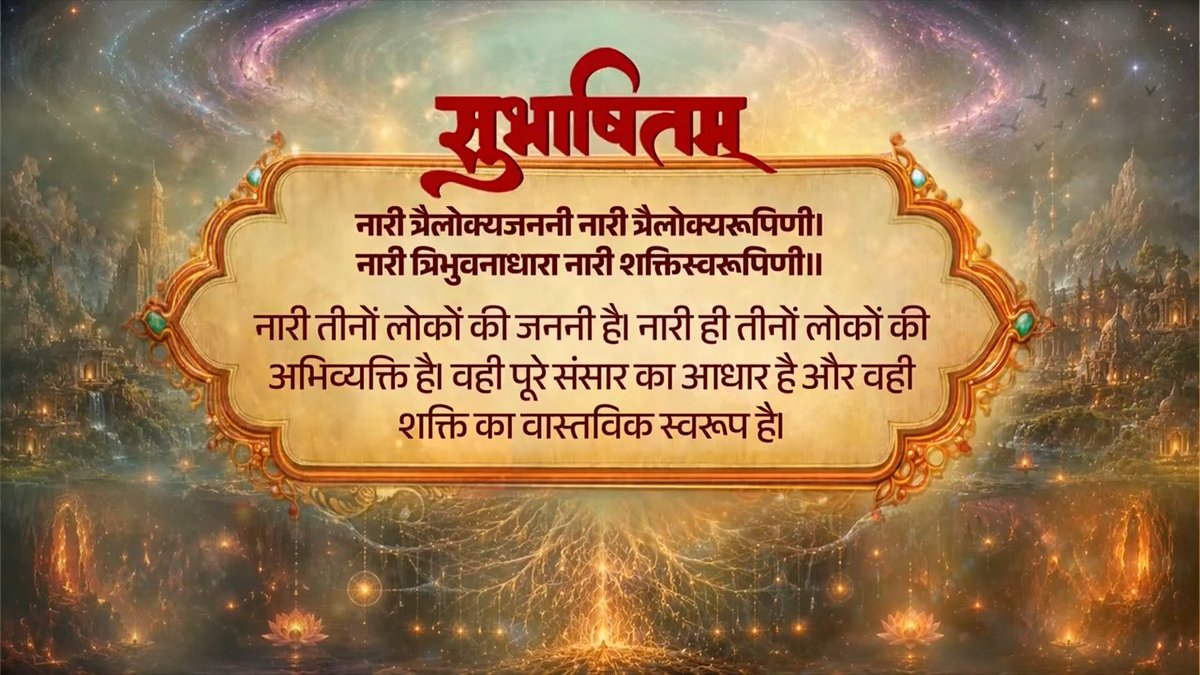 भारत की नारीशक्ति राष्ट्र निर्माण की आधारशिला है। हमारी माताएं, बहनें और बेटियां आज हर क्षेत्र में अपनी अद्भुत प्रतिभा और कौशल से मां भारती का गौरव बढ़ा रही हैं। नारी त्रैलोक्यजननी नारी त्रैलोक्यरूपिणी। नारी त्रिभुवनाधारा नारी शक्तिस्वरूपिणी॥ #12YearsOfNariShakti
