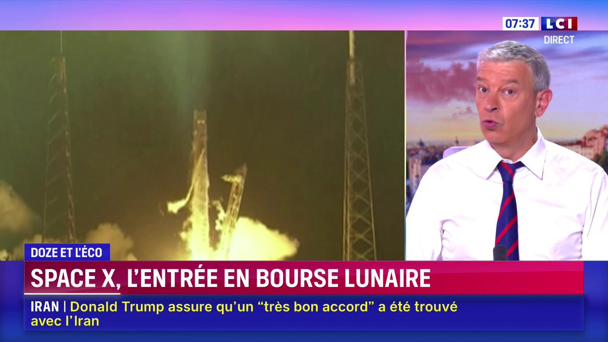 🔴 SpaceX, l'activité spatiale d'Elon Musk entre en bourse ce vendredi à New York : Nicolas DOZE - LCI nous explique pourquoi c'est un événement hors normes ⬇️ 📺 La Matinale LCI présentée par Guillaume Cérin